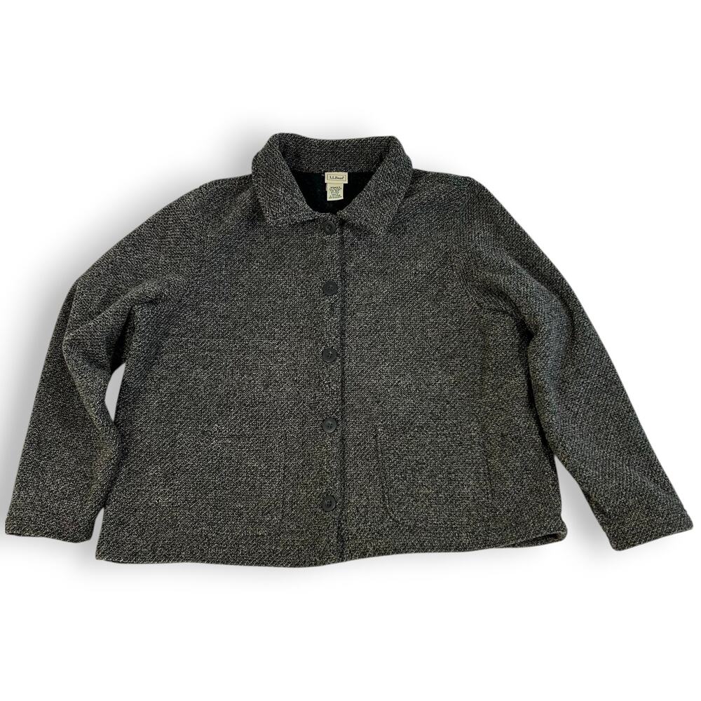 L.L. Bean Womens PET L Shirt Jacket Button Up Gray 0YT23
